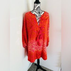 H&M Conscious Women’s Pink Orange Tangerine Dreams Sleeve Satin Tassel Dress